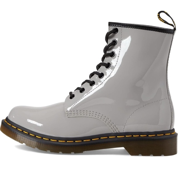 Dr. Martens Women's 1460 W Patent Leather 8 Eye Boot, Zinc Grey, 5 - Picture 3 of 6